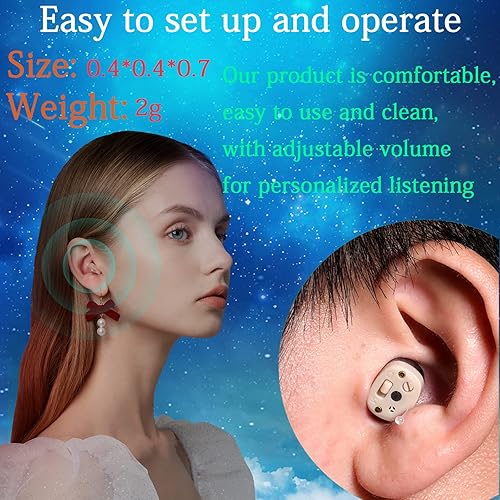 Miniatura 5 de Audífonos, audífonos digitales recargables para personas mayores y adultos con cancelación de ruido, amplificador auditivo personal invisible con