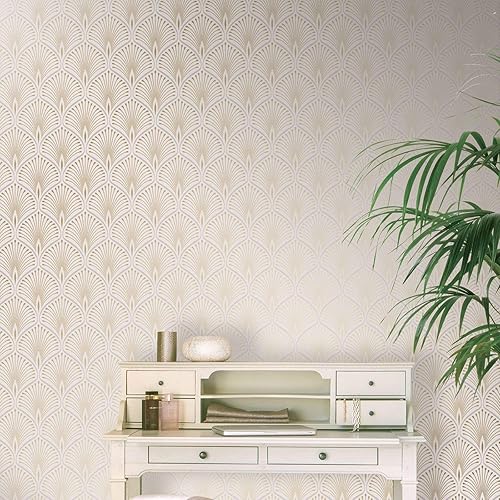 Miniatura 2 de CYOIDAI Layla Art Deco Papel pintado Blanco GranDeco GV3101