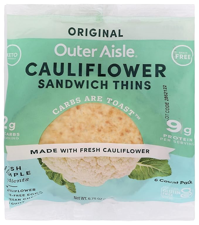 OUTER AISLE GOURMET Original Cauliflower Sandwich Thins, 6