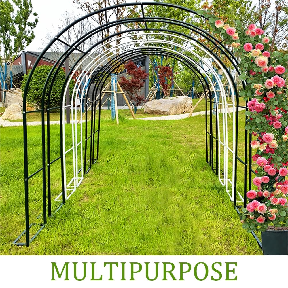 Arco da giardino in metallo nero resistente alla ruggine graticcio per piante rampicanti e rose decorazione per matrimoni decorazione da giardino all'aperto 140 x 230 cm
