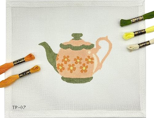 Miniatura 10 de Lienzo prepintado, bordado de 18 quilates, artes para adultos, niños, principiantes, teteras, tulipán