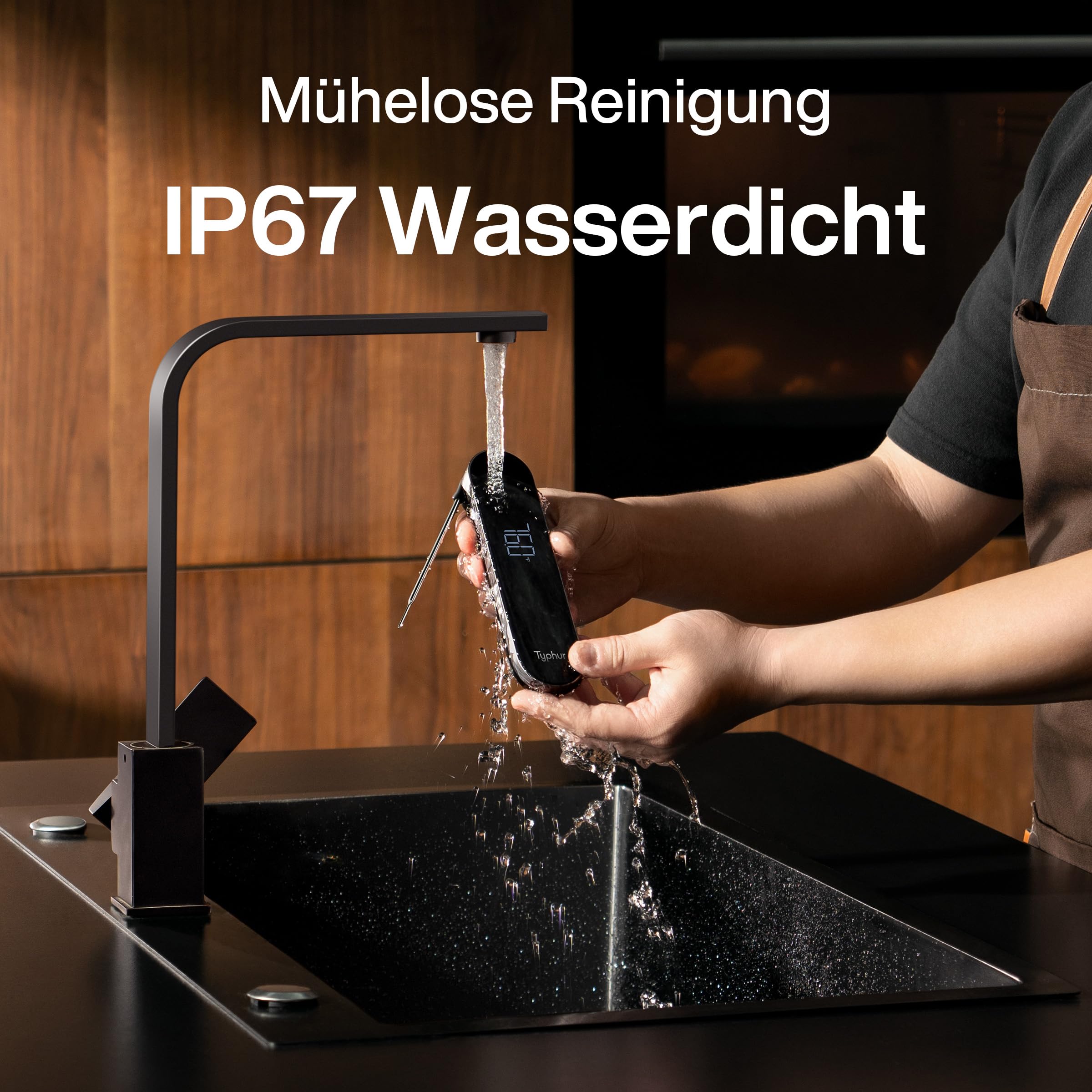 Typhur InstaProbe Core Profi Fleischthermometer Digital 0,5s Sofortanzeige | ±0,3°C Genauigkeit, NIST & NSF Zertifiziert, IP67, 180° Drehbildschirm, Magnethalter, Grillthermometer, Bratenthermometer