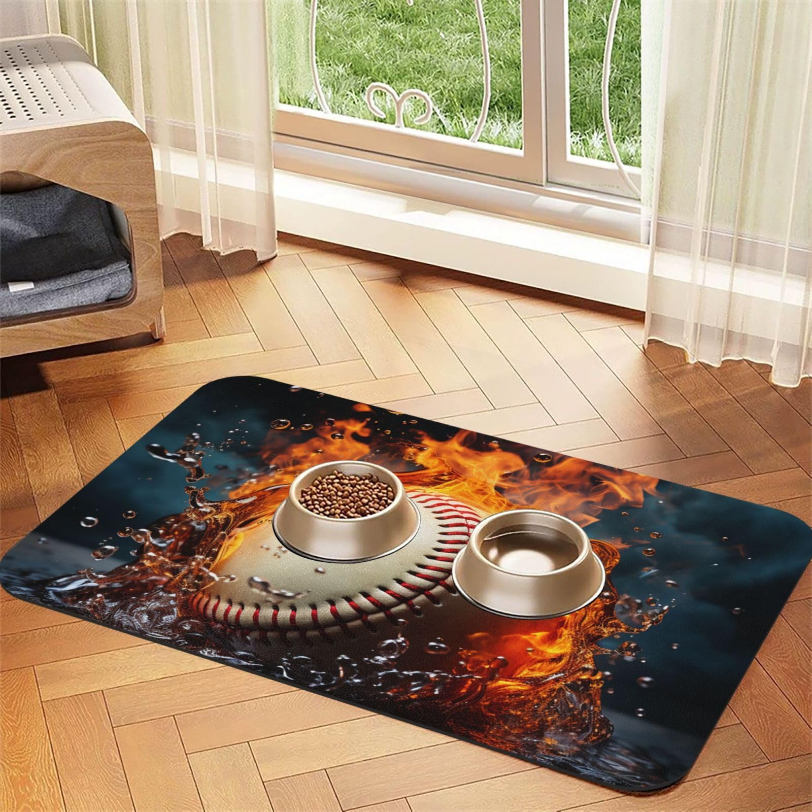 Tapis de nourriture pour chien anti-éclaboussures pour stopper l'eau et les croquettes au sol