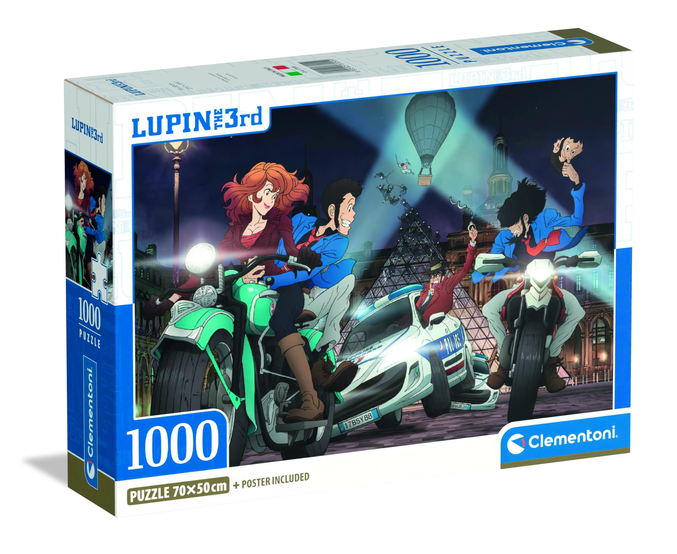 Clementoni, 37055 Anime Puzzle 1000 Pieces for Adults and Teenagers Lupin 3 Illustration with Poster Included, Special Series