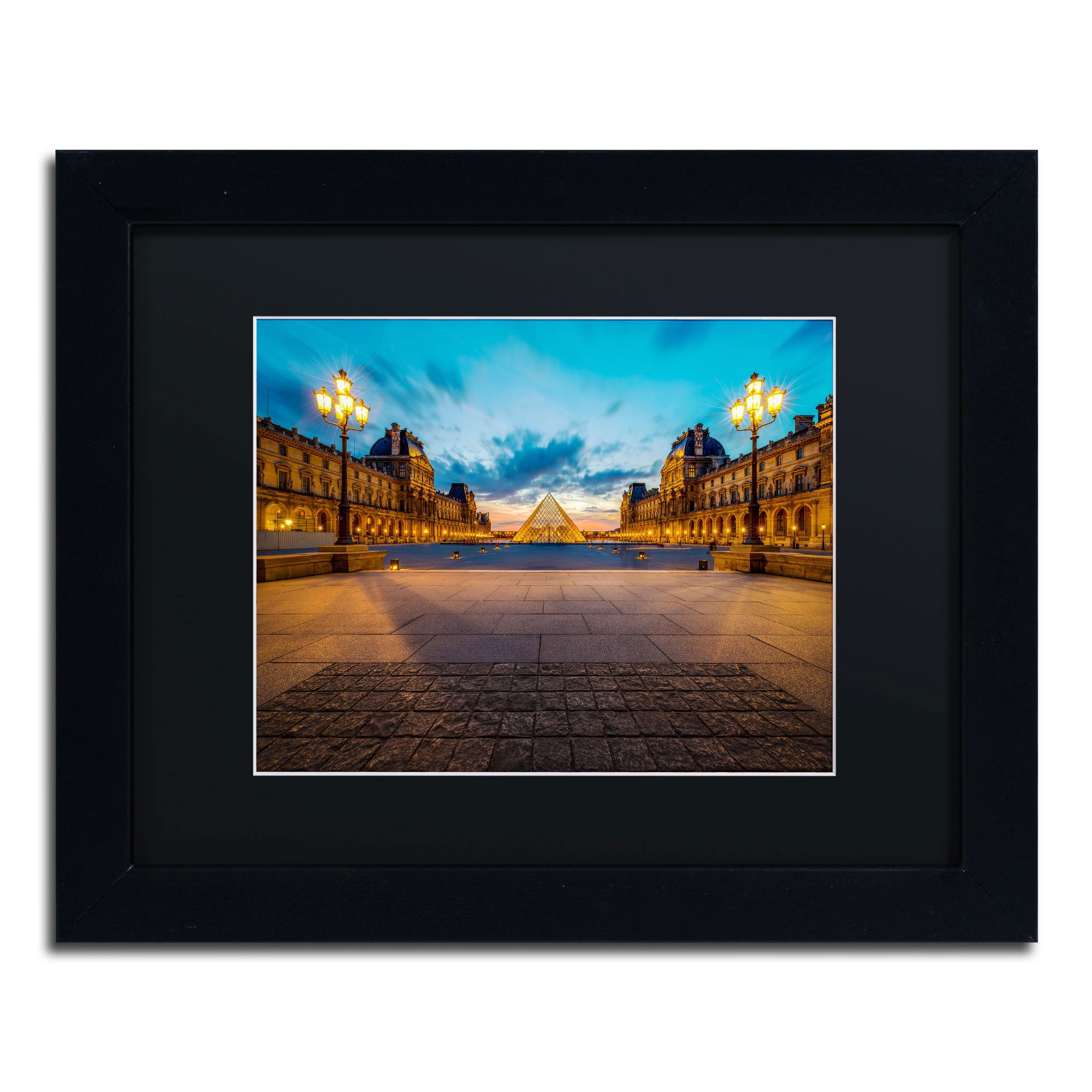 Blue Hour from The Louvre Artwork by Mathieu Rivrin Frame, 11 by 14-Inch, Black
