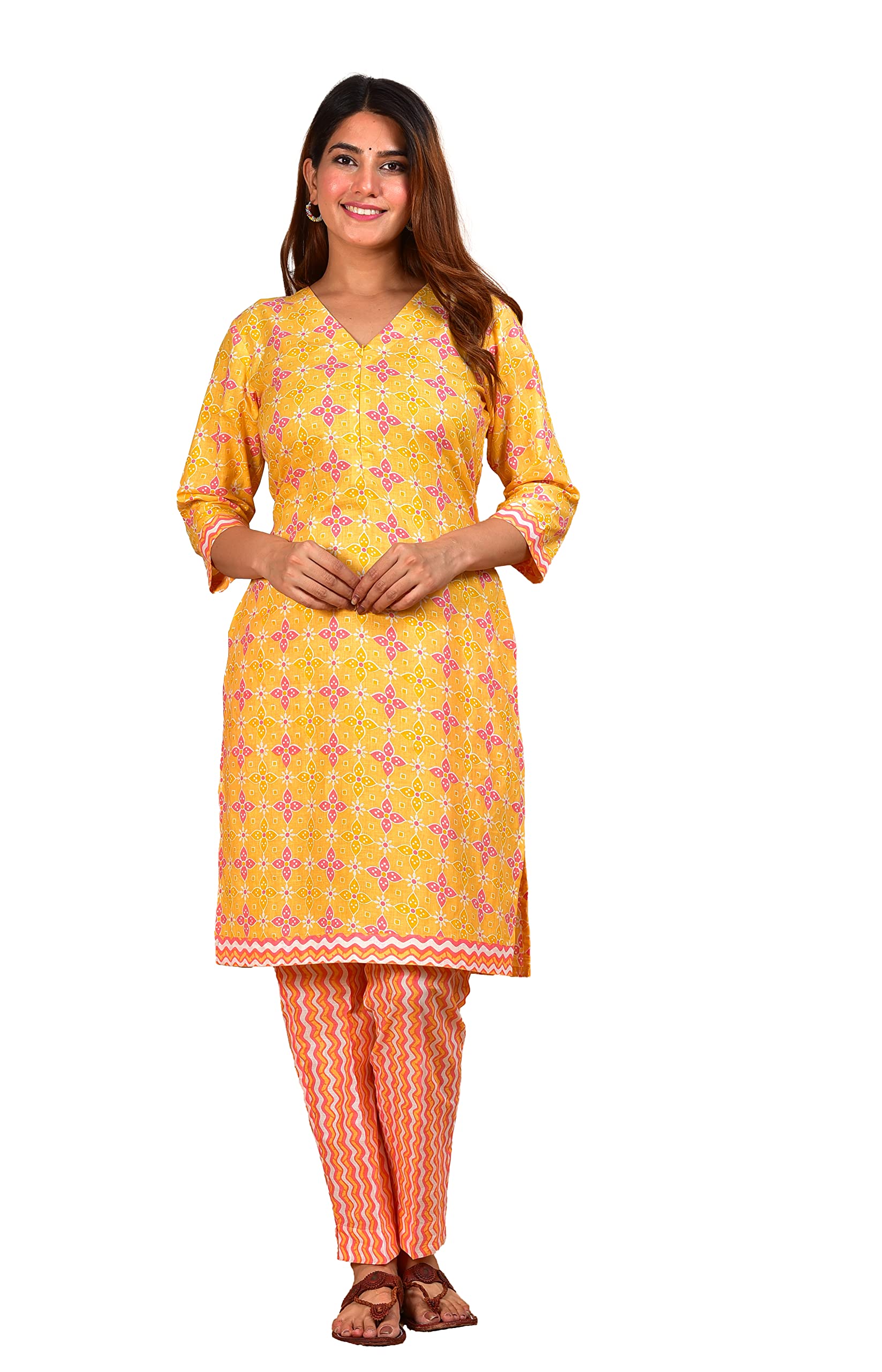 SevyaWomen's Cotton Straight Printed Kurta with Pant | Latest Pavitra Printed Kurti Set For Women | Regular & Party Wear Suits