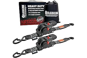 ORANGEE 2 Pack Heavy Duty Cargo Retractable Tie Down Ratchet Strap