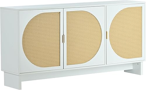 Miniatura 10 de RUNNA Mesa de sofá consola con 2 cajones de almacenamiento y estantes de 2 niveles, aparador de madera maciza para sala de estar, muebles, cocina,