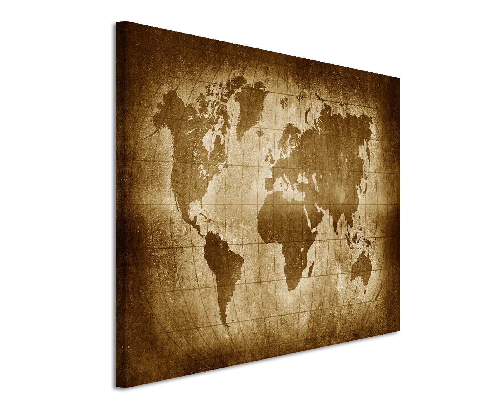 Sepia Photo Canvas Picture 120 x 80 cm Wall World Map