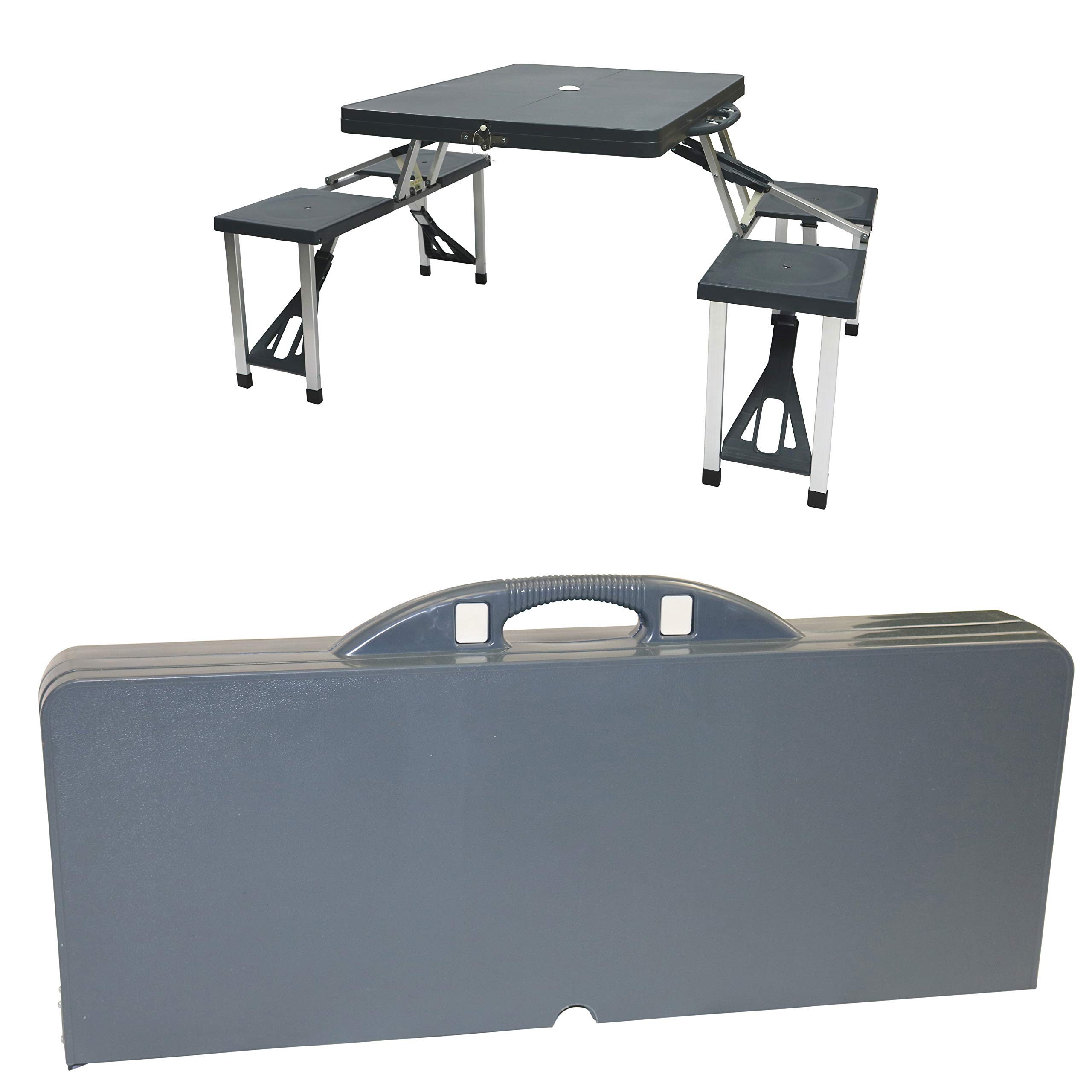 Cao Tavolo da picnic con valigia da campeggio, Blu (Grigio), 85 x 65 x 67 cm