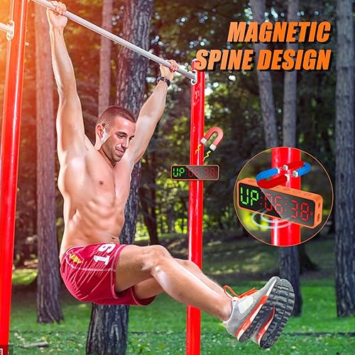 Miniatura 7 de Reloj con temporizador de gimnasio pequeño, cronómetro magnético con temporizador de intervalos de entrenamiento, pantalla digital LED grande,