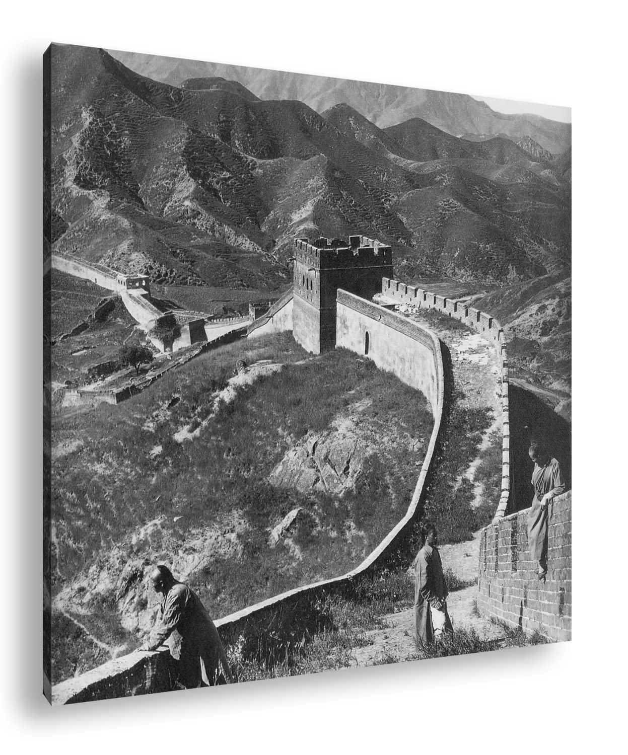 Formato del grande muro cinese: 70 x 70 Effetto: bianco e nero come stampa su tela, motivo già incorniciato su cornice in vero legno, stampa digitale di alta qualità, nessun poster o poster