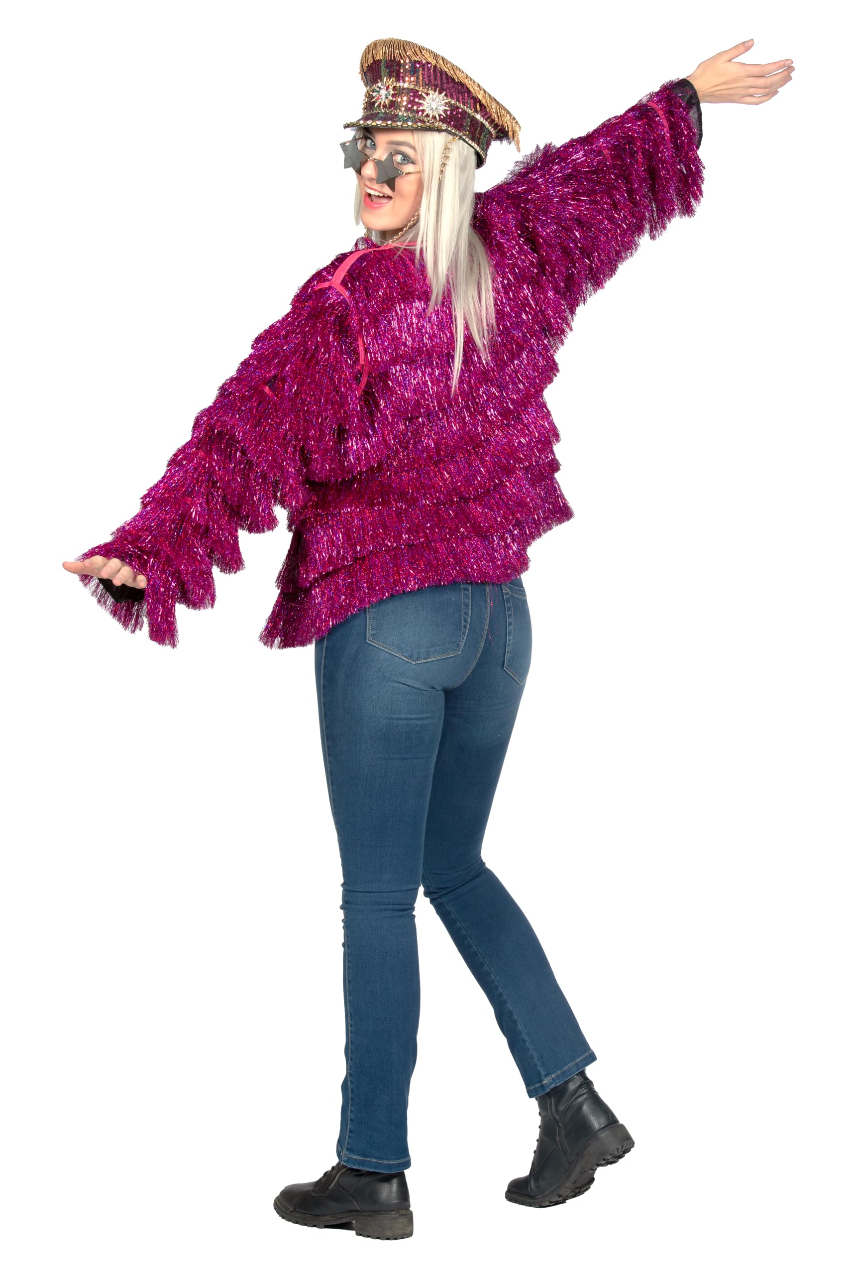 WILBERS & WILBERS - Veste de soirée pour festival/Réveillon | Avec franges pailletées, veste à franges, costume pour le carnaval