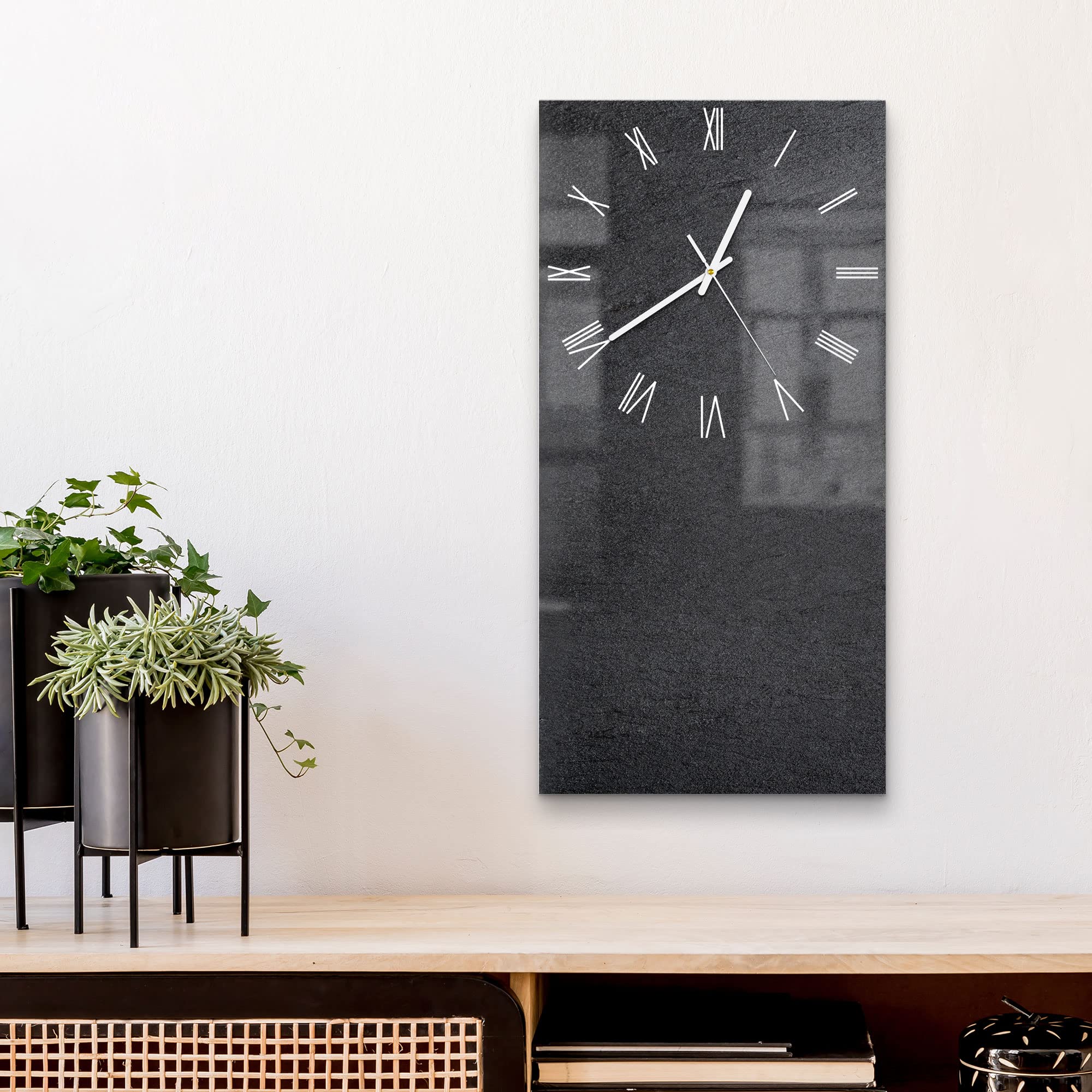 DEQORI Glazen klok, horizontaal 30 x 60 cm, motief kleurrijke kleurdamp, grote XXL design, klok van glas, stille wandklok voor woonkamer en keuken