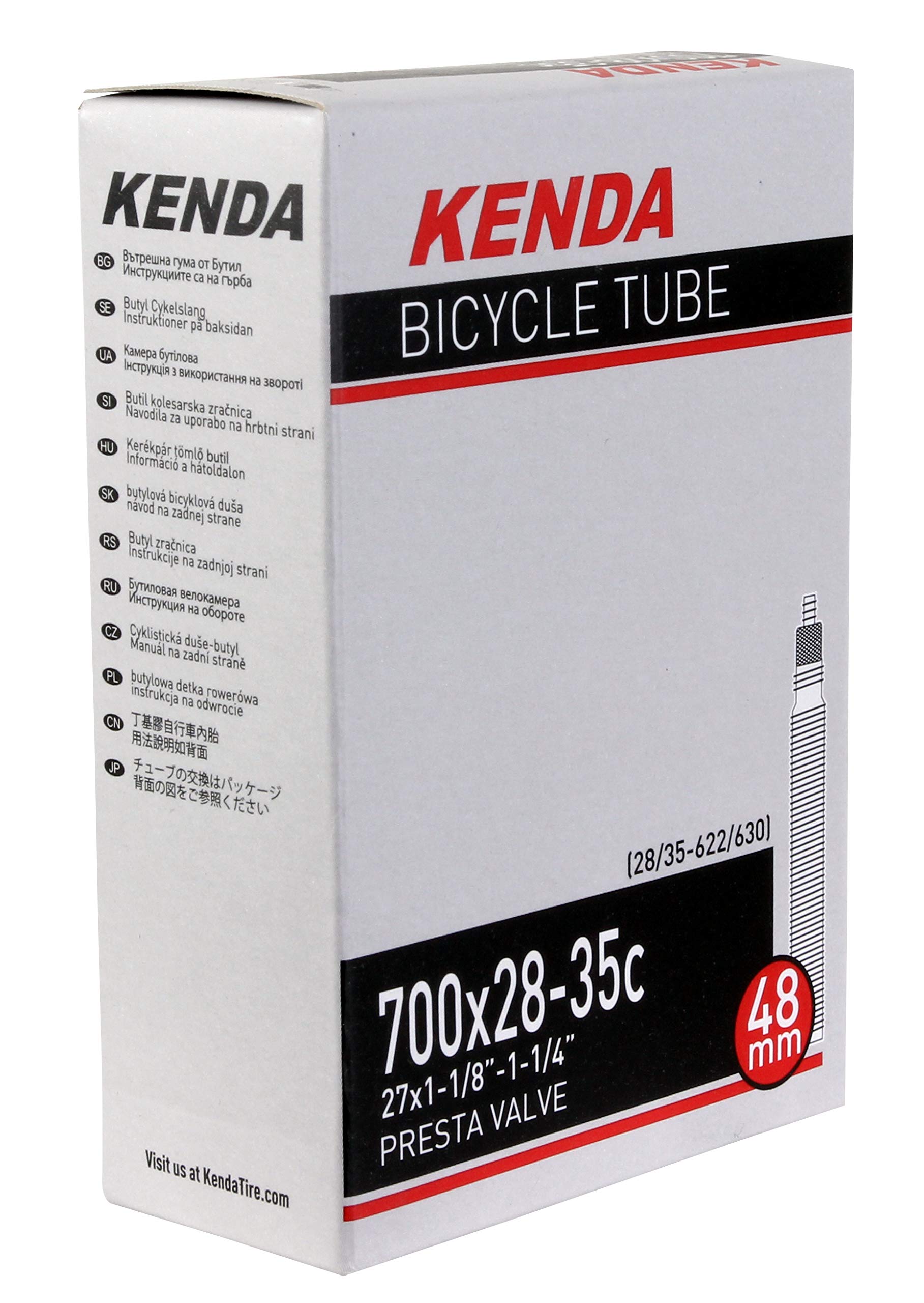 Kenda Presta-Removable Valve Core, Tube, Presta, Length: 60mm, 700C, 28-35C