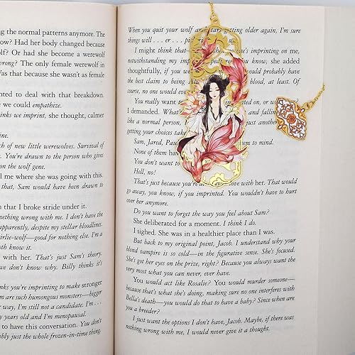 Miniatura 6 de Bonitos marcadores de metal, bonitos regalos de cumpleaños, marcadores de libros de anime para mujeres y niñas amantes de los libros chinos, cuatro