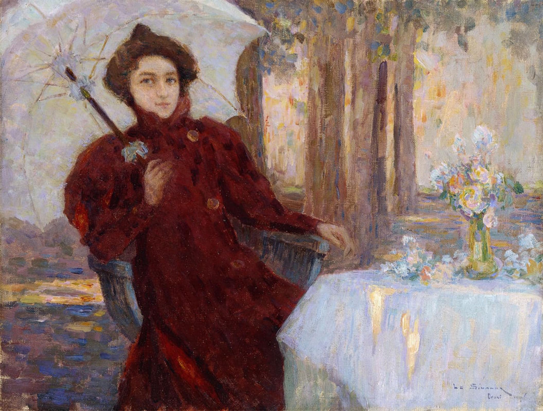 Serendipitp No Frame Vintage Picture Print On Canvas Wall Art Poster Woman With An Umbrella By Henri Eugene Augustin Le Sidaner Artwork Print Poster For Wall Decor 60X90cm