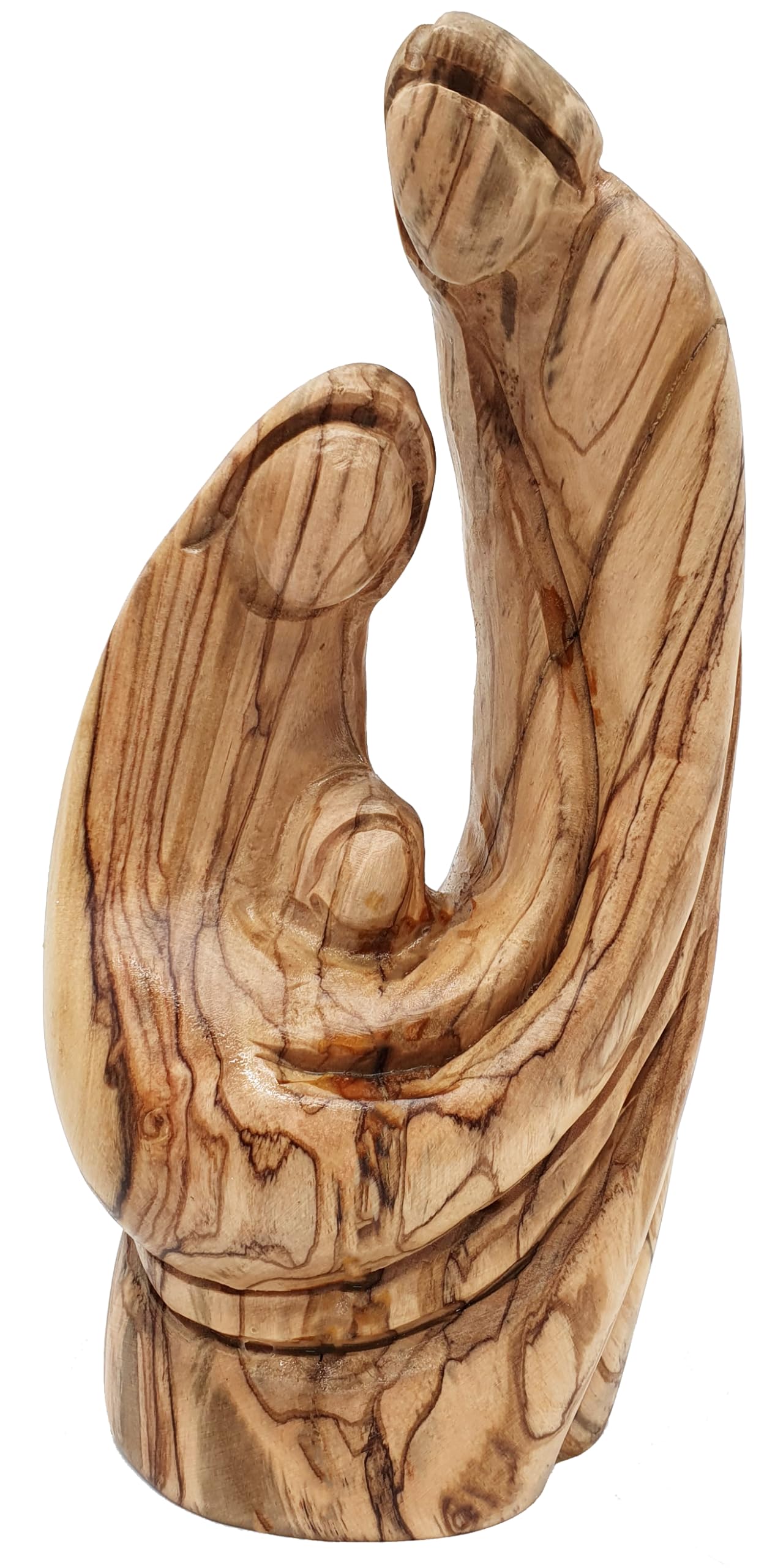 Zuluf 7.7" Olive Wood Holy Family Nativity Statue – Hand-Carved Jesus, Mary &amp; Joseph Figurine – Authentic Holy Land Craft for Catholic Home or Religious Christmas Decor – HOF011
