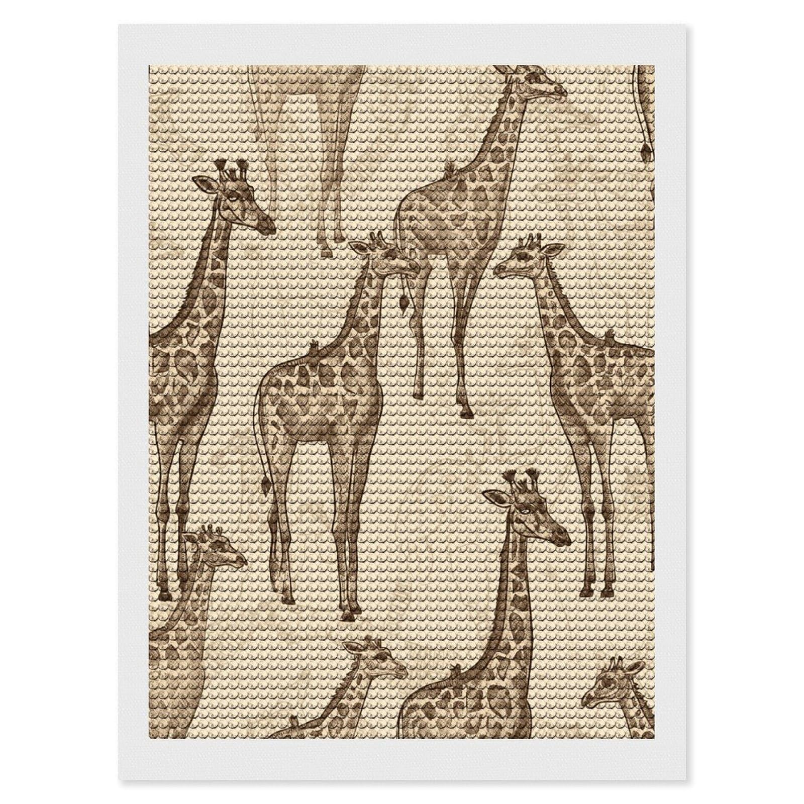 DWVTSLH Hand Drawn Giraffes Diamond Painting Kits for Adults, Personalized Diamond Photo Art Full Drill, DIY 5D Diamond Art Painting Kits for Beginners, Home Wall Decor 12"x16"