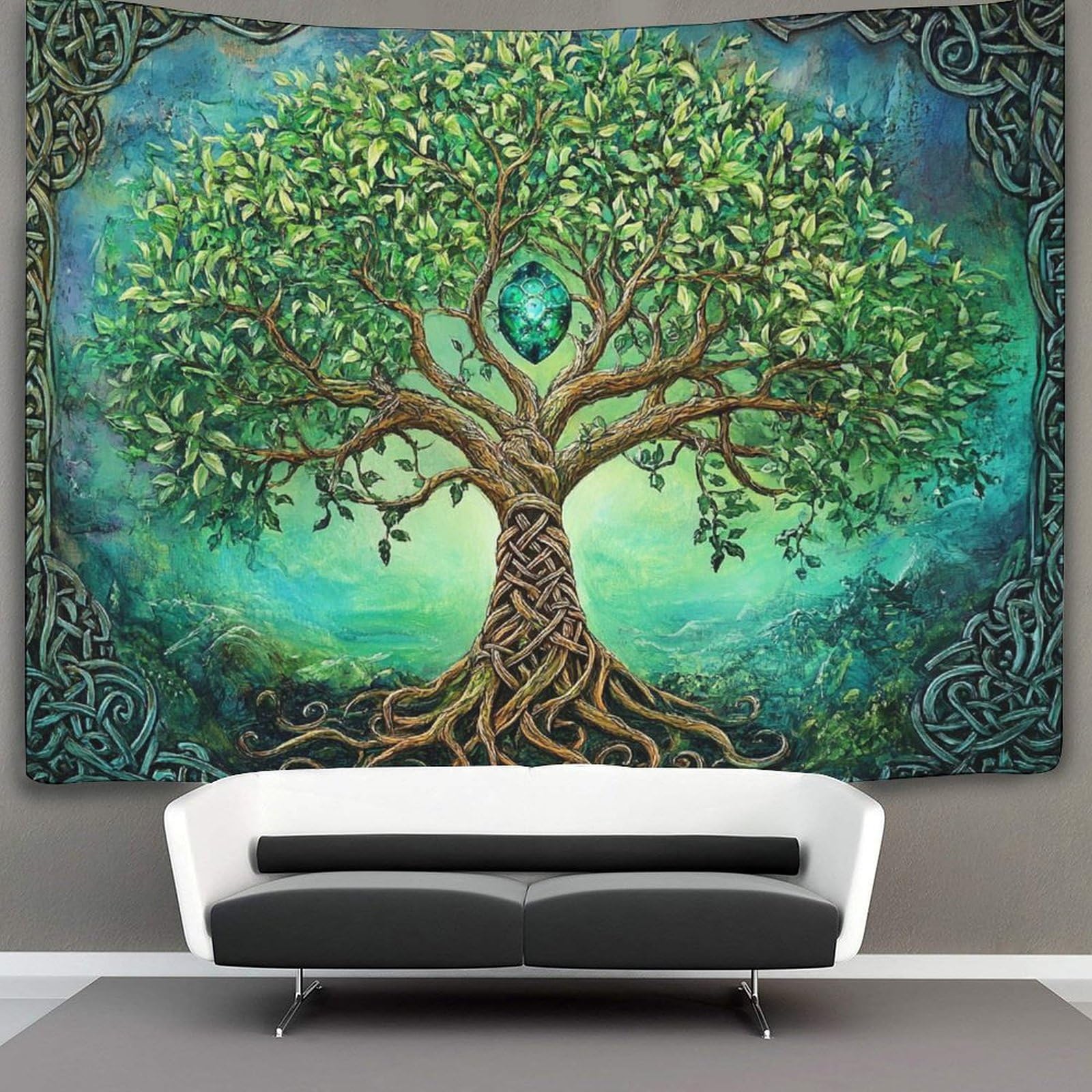 Kaiyun Style-2 Tree Of Life Tapestry Wall Hanging,Viking Runes Tapestries Wall Tapestry Decor For Living Room Bedroom Dorm 150Cmx200cm