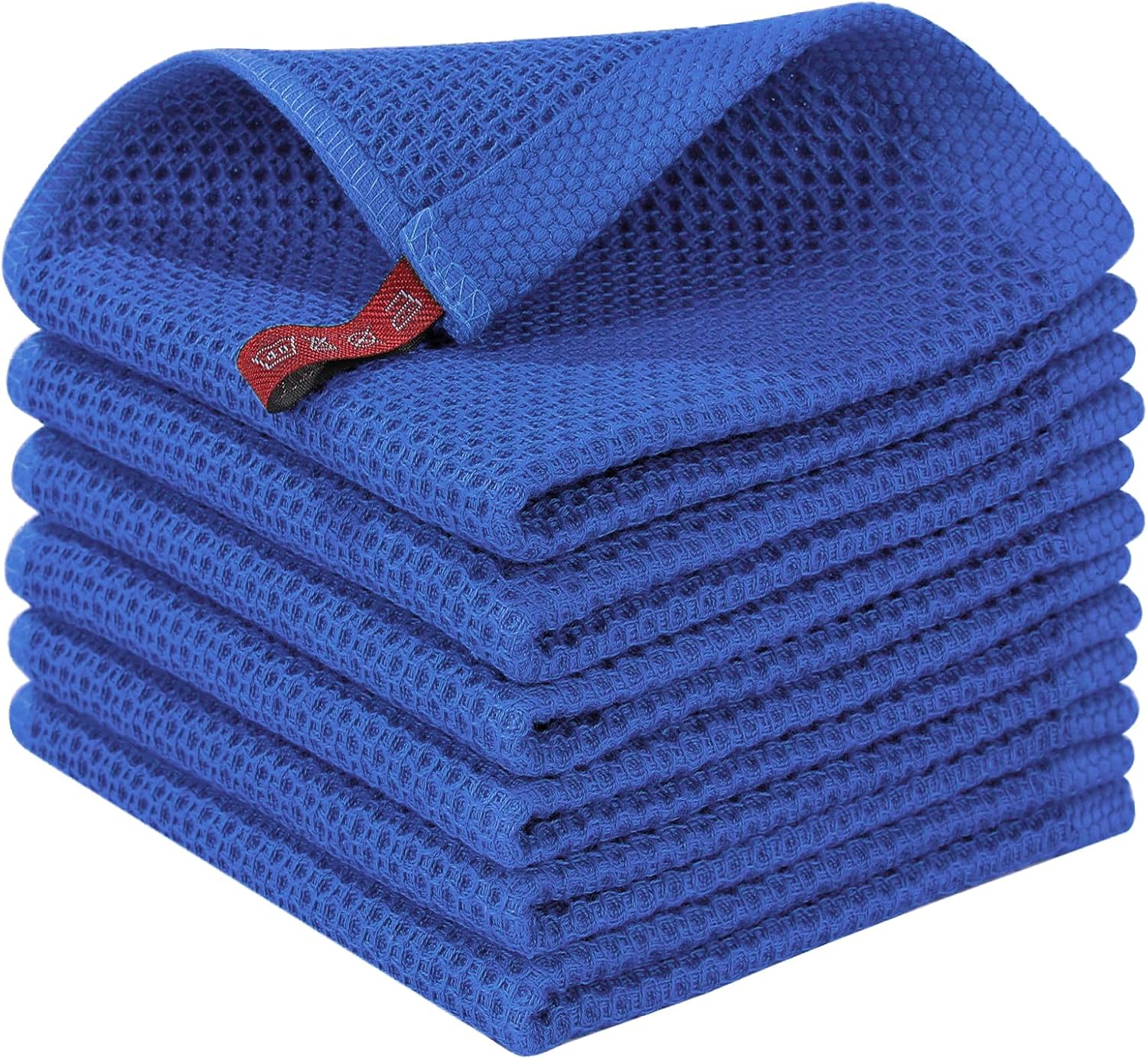 Homaxy 100% Cotton Waffle Weave Kitchen Dish Cloths, Ultra Soft Absorbent Quick Drying Dish Towels, 12 x 12 Inches, 6-Pack, Blueberry