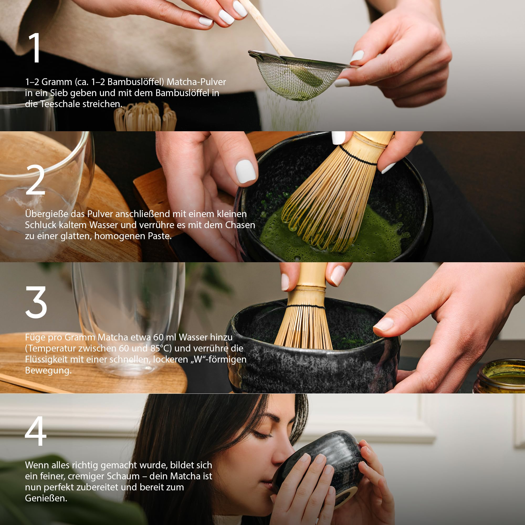 Matcha Tee Set Shinto® Gold - Super Premium Bio Matcha Tee - beschattet & handgepflückt aus Uji Japan inkl. handgefertigter Schale, Besen & Löffel für die traditionelle japanische Teezeremonie