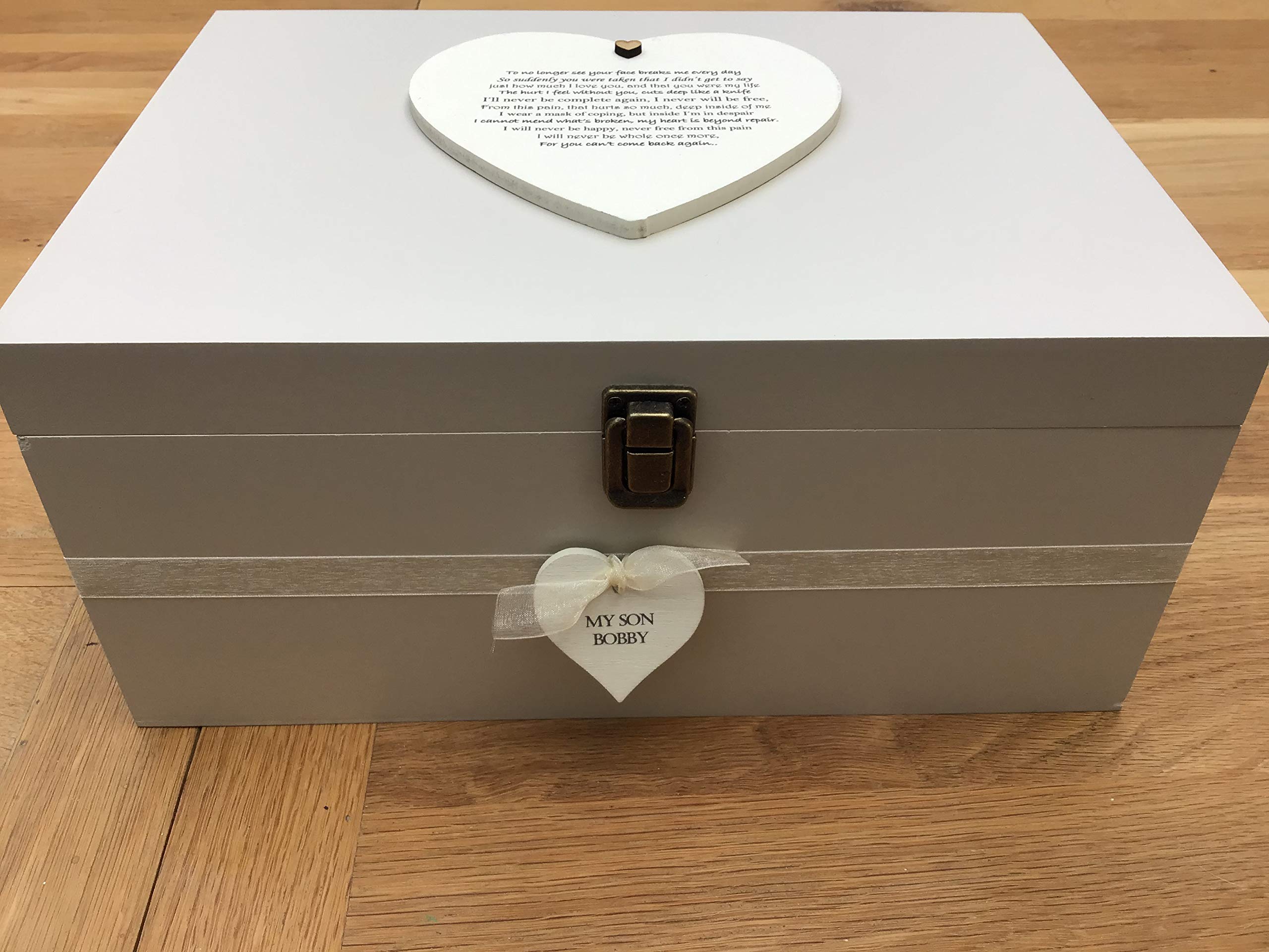 Caja de memoria con diseño de hijo con texto en inglés "Duerno" personalizada, recuerdo de la pérdida de un niño muy grande o cualquier nombre o texto