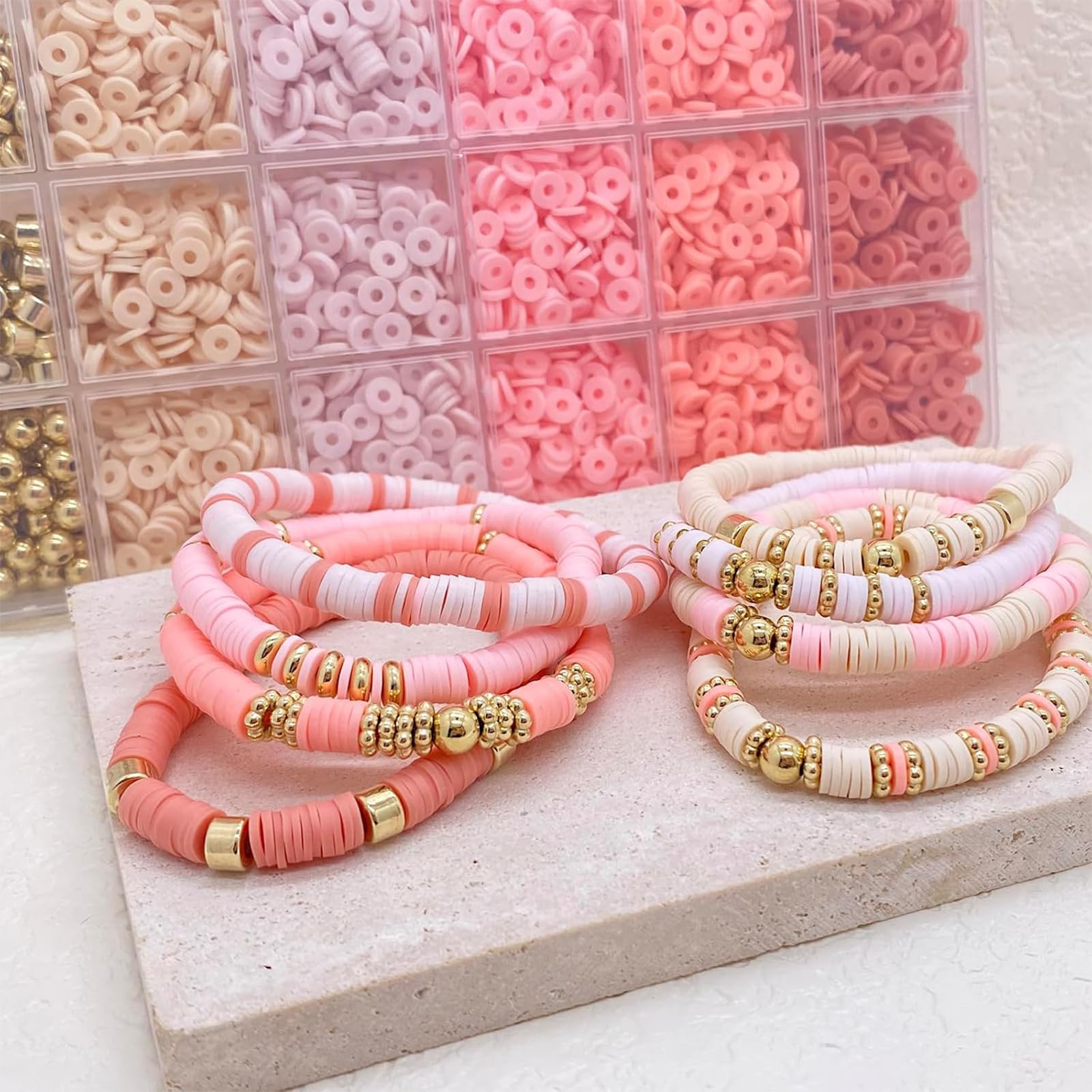 Complete Bracelet Making Kit with 2780 Clay Beads,Premium Heishi