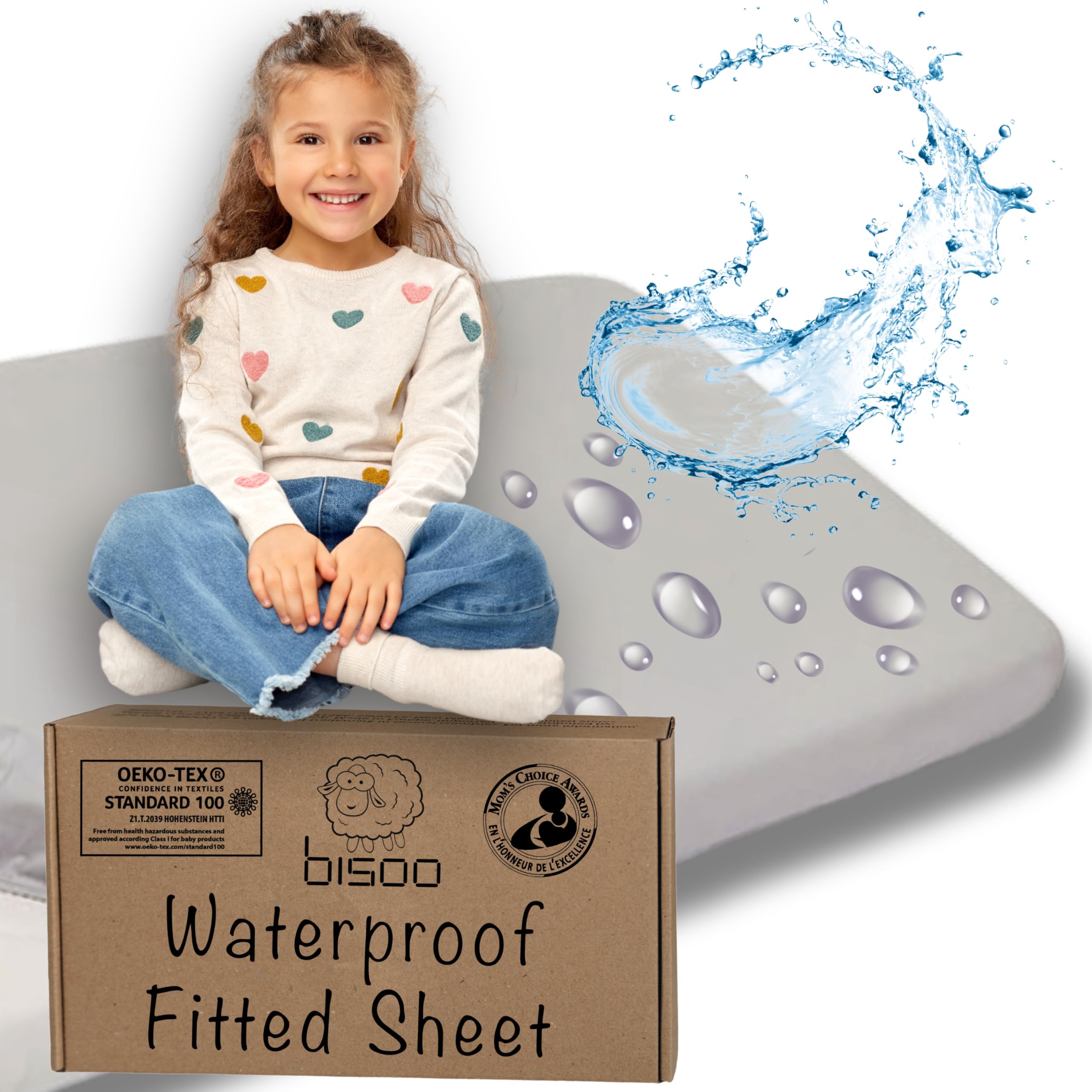 Bisoo Waterproof Fitted Sheet 90x200 cm / 35x79 in