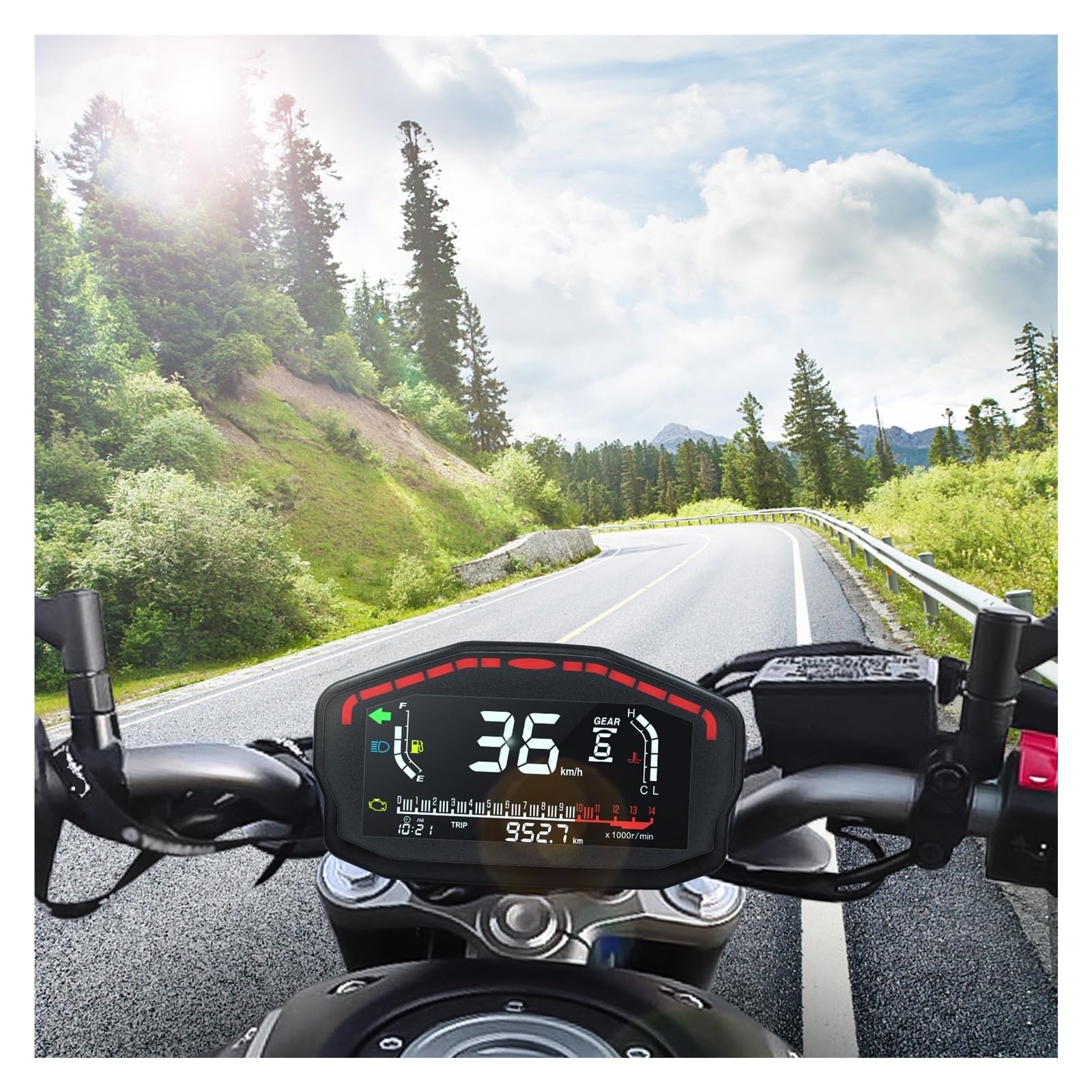 Contagiri contachilometri Pannello Cruscotto Digitale Per Motocicletta Icona Doflnition Strumento Universale LED Tachimetro Contagiri 1,2,4 Cilindro Motore Cruscotto