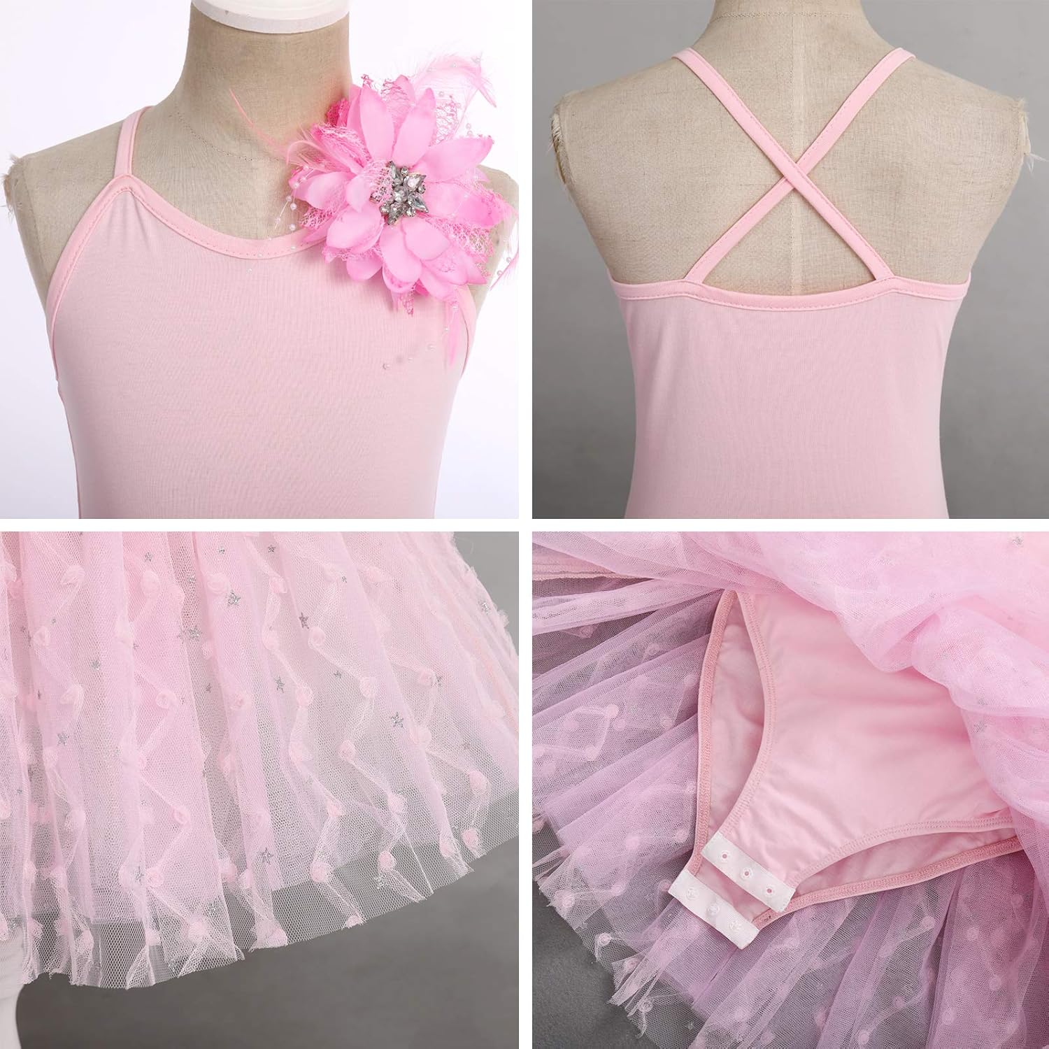 IDOPIP Toddler Kid Girl Flower Sequin Camisole Ballet Dance Dress Glitter Star Tutu Skirted Leotard Ballerina Dancewear 3-10Y : Clothing, Shoes & Jewelry