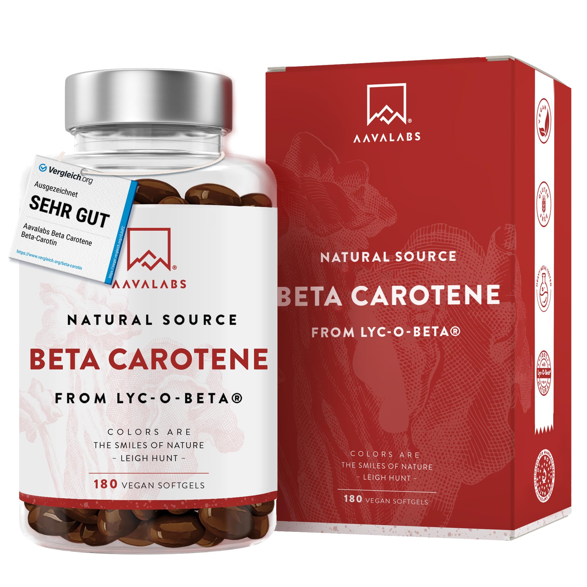 Beta Carotin Kapseln Hochdosiert für Bräune 25000 IE Vitamin A Hochdosiert - Beta Carotin Bräunungskapseln mit Lyc-O-Beta und Extra Virgin Olivenöl für einen strahlenden Teint - 180 Softgel-Kapseln