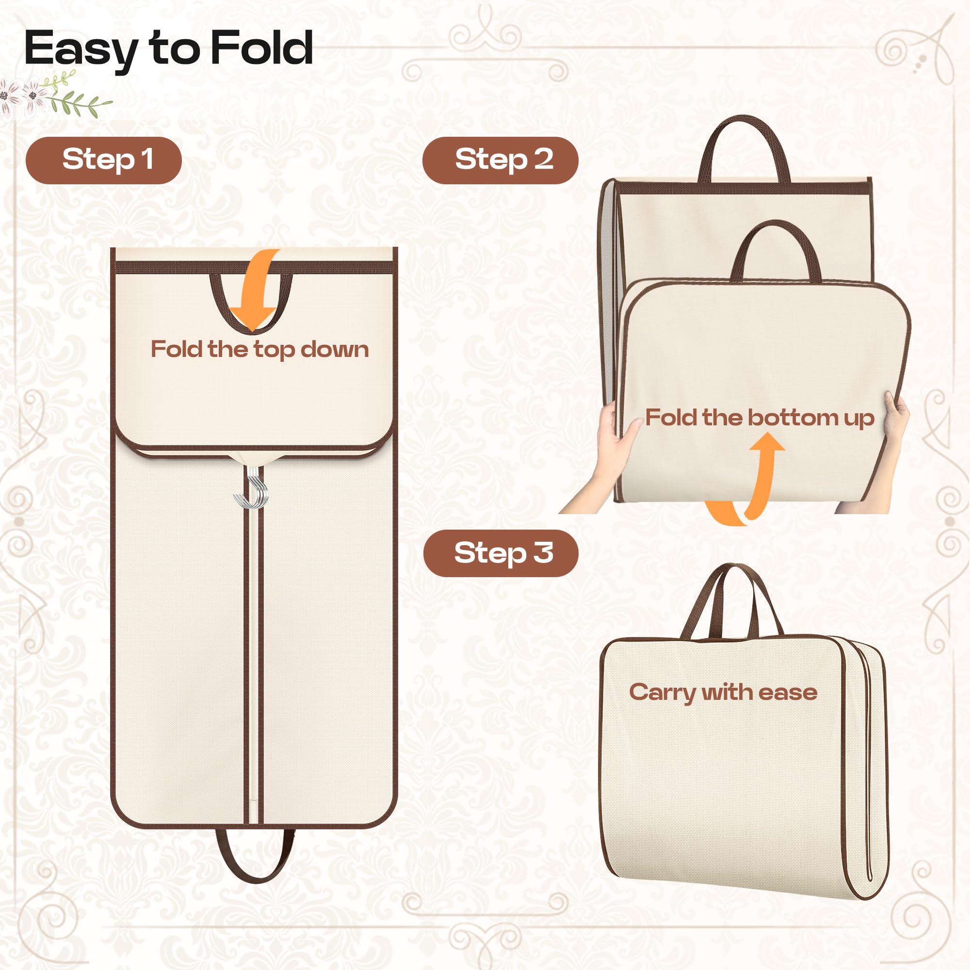 MISSLO Borsa porta abiti da viaggio pieghevole da 152,4 cm, per abiti lunghi, cappotti, protezione per vestiti, beige