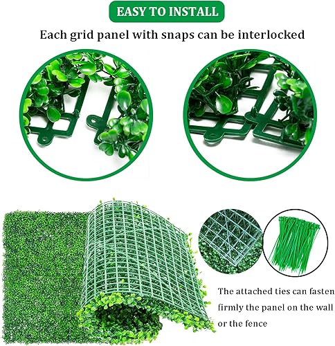 Miniatura 4 de 24 piezas de pared de césped artificial de 24 x 16 pulgadas, fondo de pared de césped de alta densidad de 2 pulgadas de altura, paneles de pared de