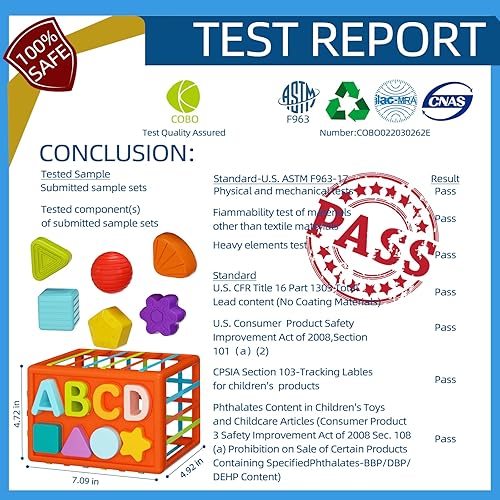 Miniatura 6 de Juguetes sensoriales para bebés para niños de 1 año juguete clasificador de formas de bebé Montessori con bloques texturizados y ABC juguetes de