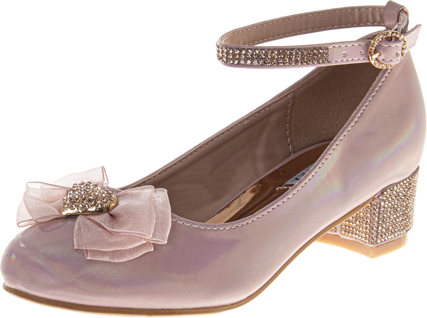 Josmo Girls Formal Dress Shoes Low Block Heel Slip-On Mary Jane Buckle Strap Pumps (Size Little Kid - Big Kid)