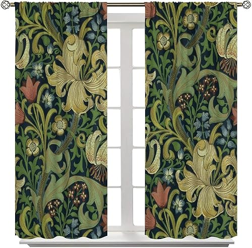 Miniatura 108 de Retro 70s Floral Blackout Window Curtains, Watercolor Flower Plant Rustic Modern Style Pattern Window Drapes, for Bedroom Living Room 42x45in 2