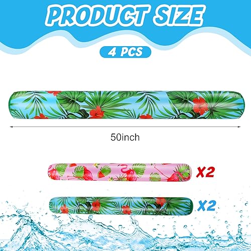 Miniatura 2 de Karenhi 4 unidades de fideos gigantes de piscina de 50 pulgadas Hawaii flotadores para piscina, hojas de palma, fideos inflables tropicales para