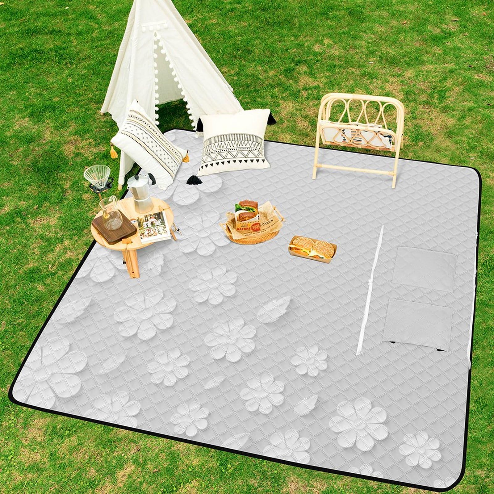 Nadruk 3D kwiaty tło koc piknikowy duży koc piknikowy składany koc wodoodporny bardzo duży koc piknikowy na plażę, kemping, wędrówki, piknik 200 x 200 cm