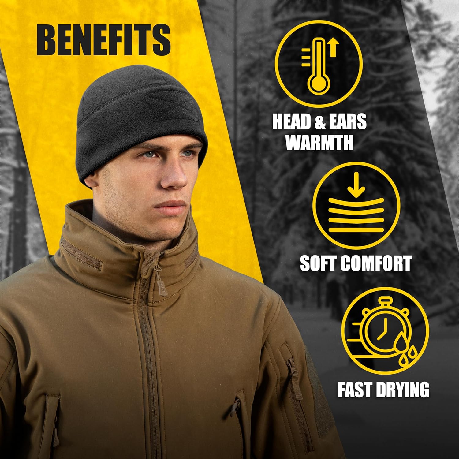 M-Tac Tactical Beanie Fleece Watch Cap - Winter Hat Elite - Patch Panel - Image 4