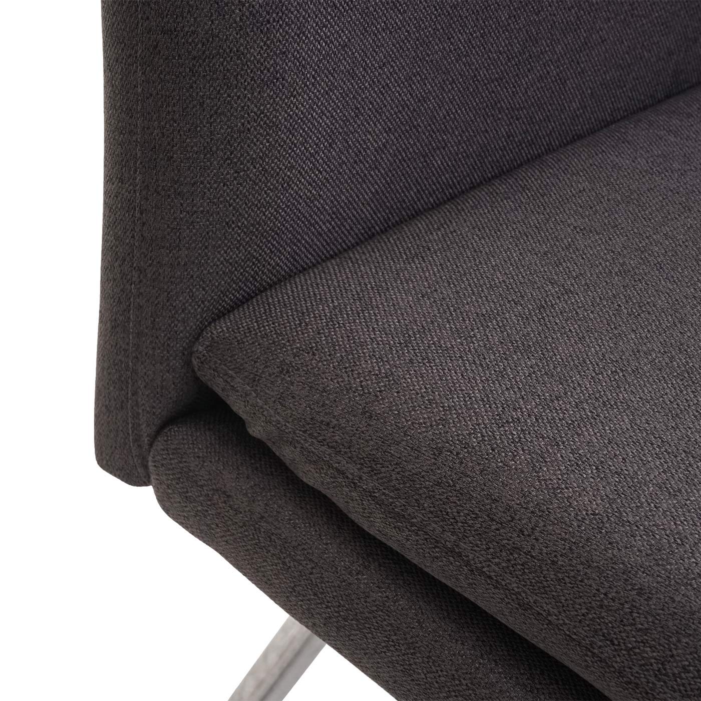 Mendler Banco de comedor HWC-H70, banco tapizado, respaldo de tela/textil de acero inoxidable cepillado, color gris-marrón, 180 cm