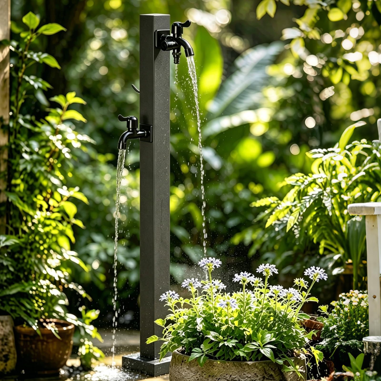 Outdoor Water Faucet, Freestanding Garden Water Column Yard Hydrant, Vertical Floor Mount Water Tap for Exterior Patio Backyard and Lawn(C,Height: 60cm/23.6in)