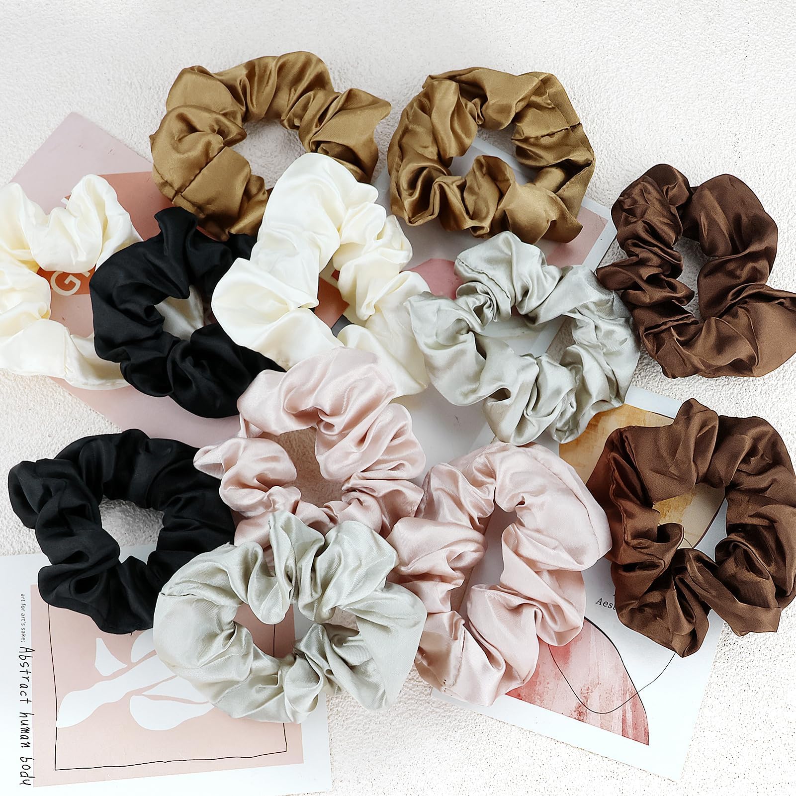 12 Pieces Silk Hair Scrunchies - 6 Colors Satin Elastic Hair Ties and Bobbles for Women Girls - Soft Hair Accessories - Image 4