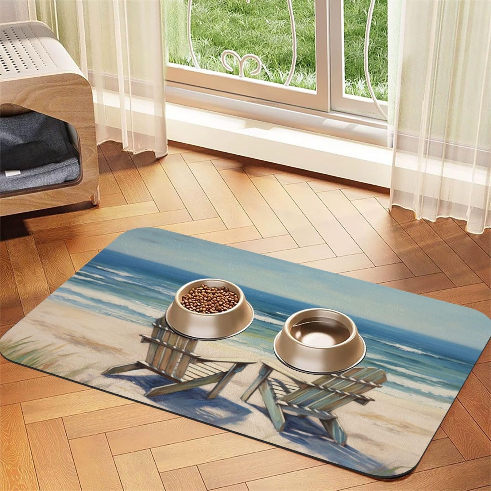 Tapis de nourriture chat absorbant et imperméable en cuir