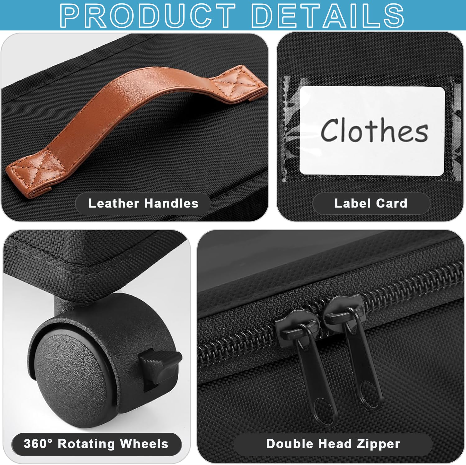 2 Pezzi Contenitori Sottoletto,Contenitore Sottoletto con Ruote,Cassetti Sotto Letto con Telaio in Metallo e Rotelle con Ratazione a 360°