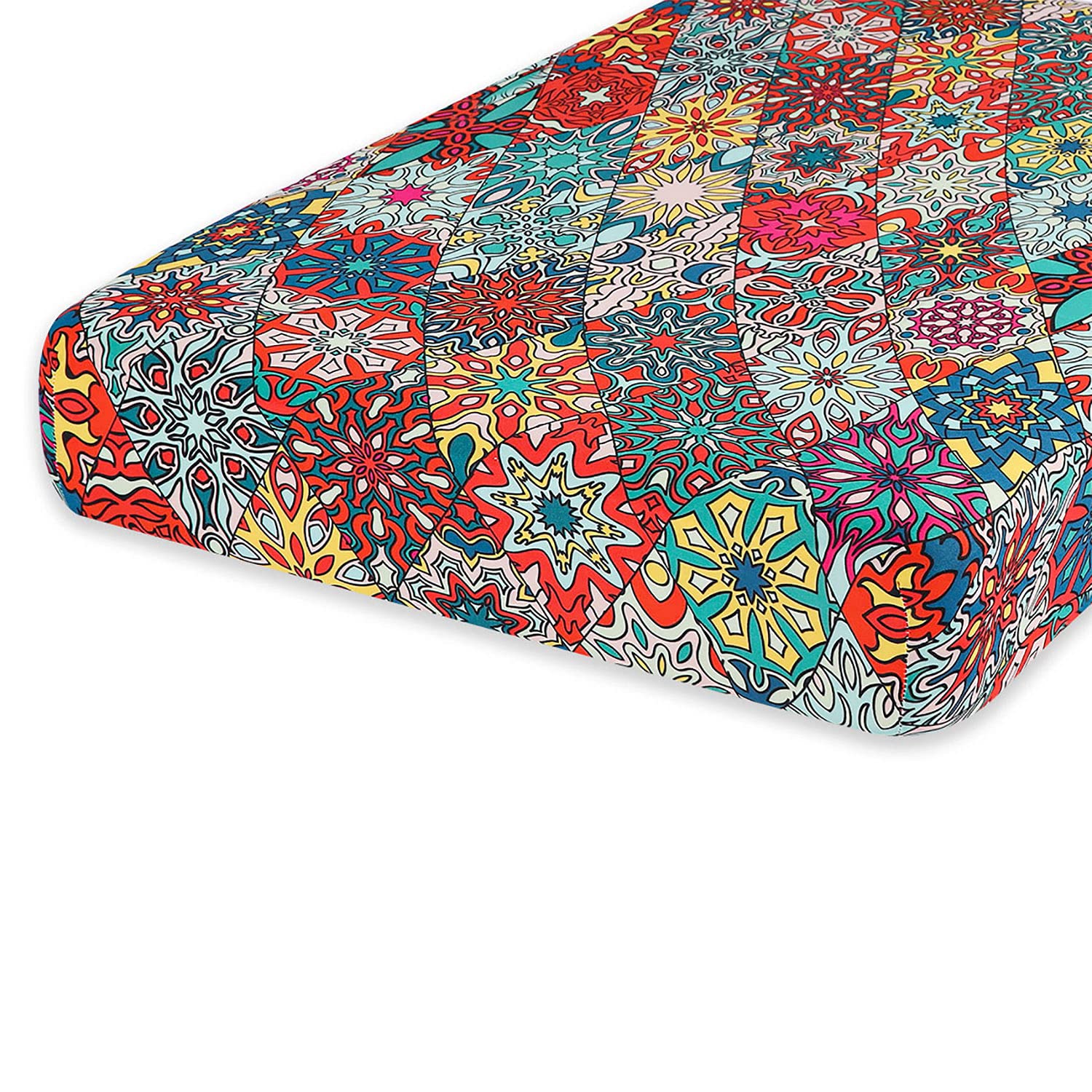 hyha Printed Couch Cushion Covers, Floral Magic Sofa Covers Washable for 3 Cushion Couch, Stretch Pattern Sofa Slipcovers with Elastic Bottom for Indoor and Outdoor(Large, Diamond Mandala)