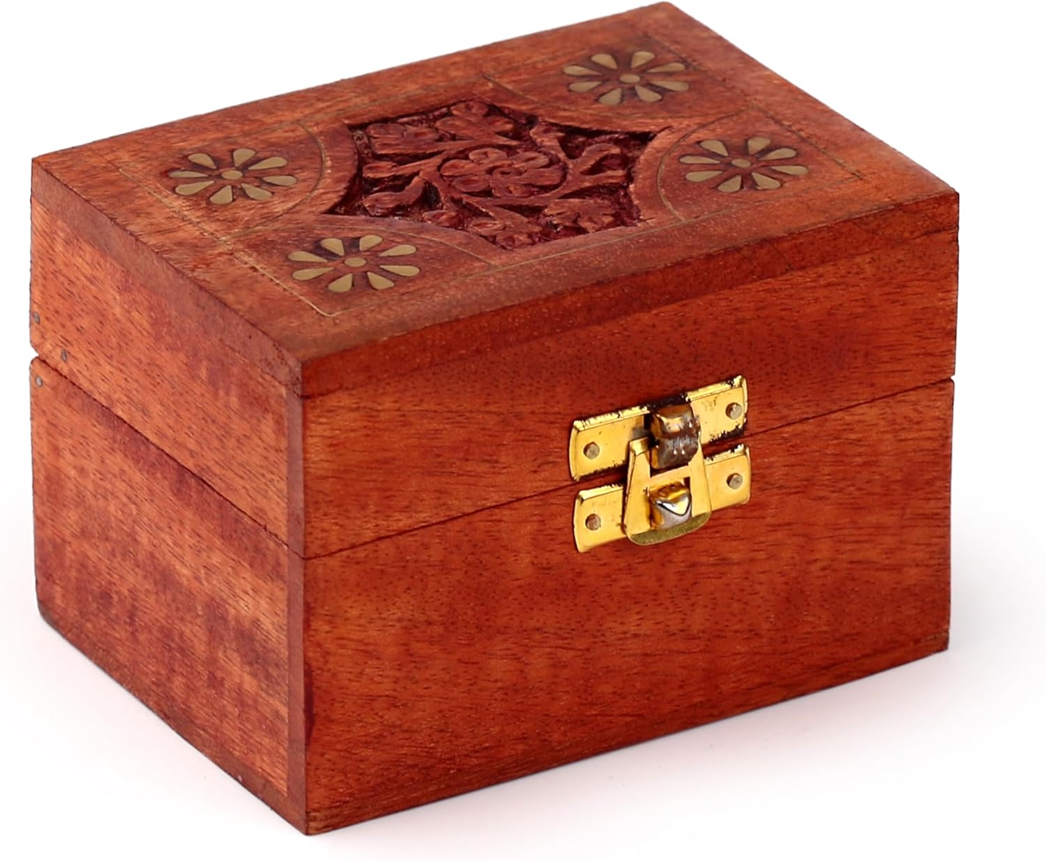 Puckator - Box in Mango Wood for Essential Oils - Flower Inlays (for 6 Bottles)