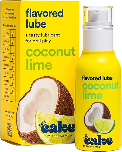 Hello Cake Lubricante personal con sabor a lima a coco, lubricante a base de agua, sin regusto, fácil de limpiar, vegano, sin azúcar, sin gluten y