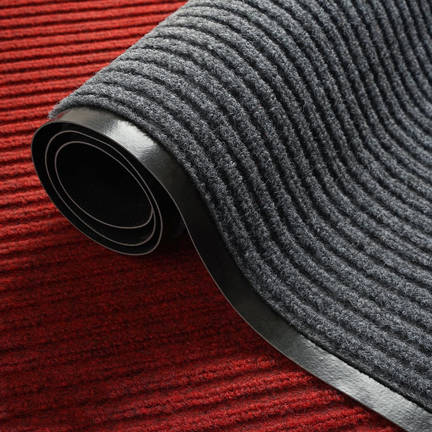 Nisorpa Tapis de couloir lavable et antidérapant avec envers en caoutchouc pour couloir, cuisine, salon - Gris - 300 x 90 cm