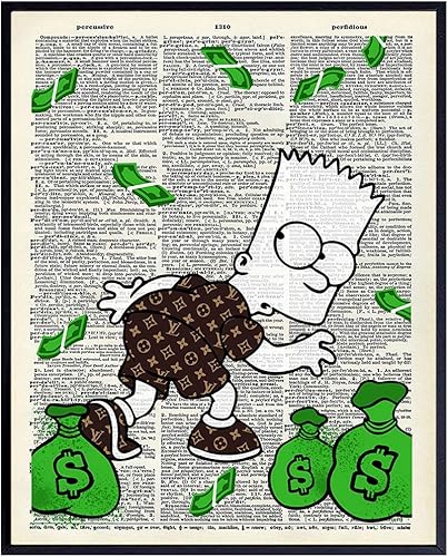 Graffiti Wall Art of Louis Vuitton - Bart Simpson Poster - Banksy Wall Artwork Set - LV Decor - Money Decorations Decor - Urban Decoration - Funny